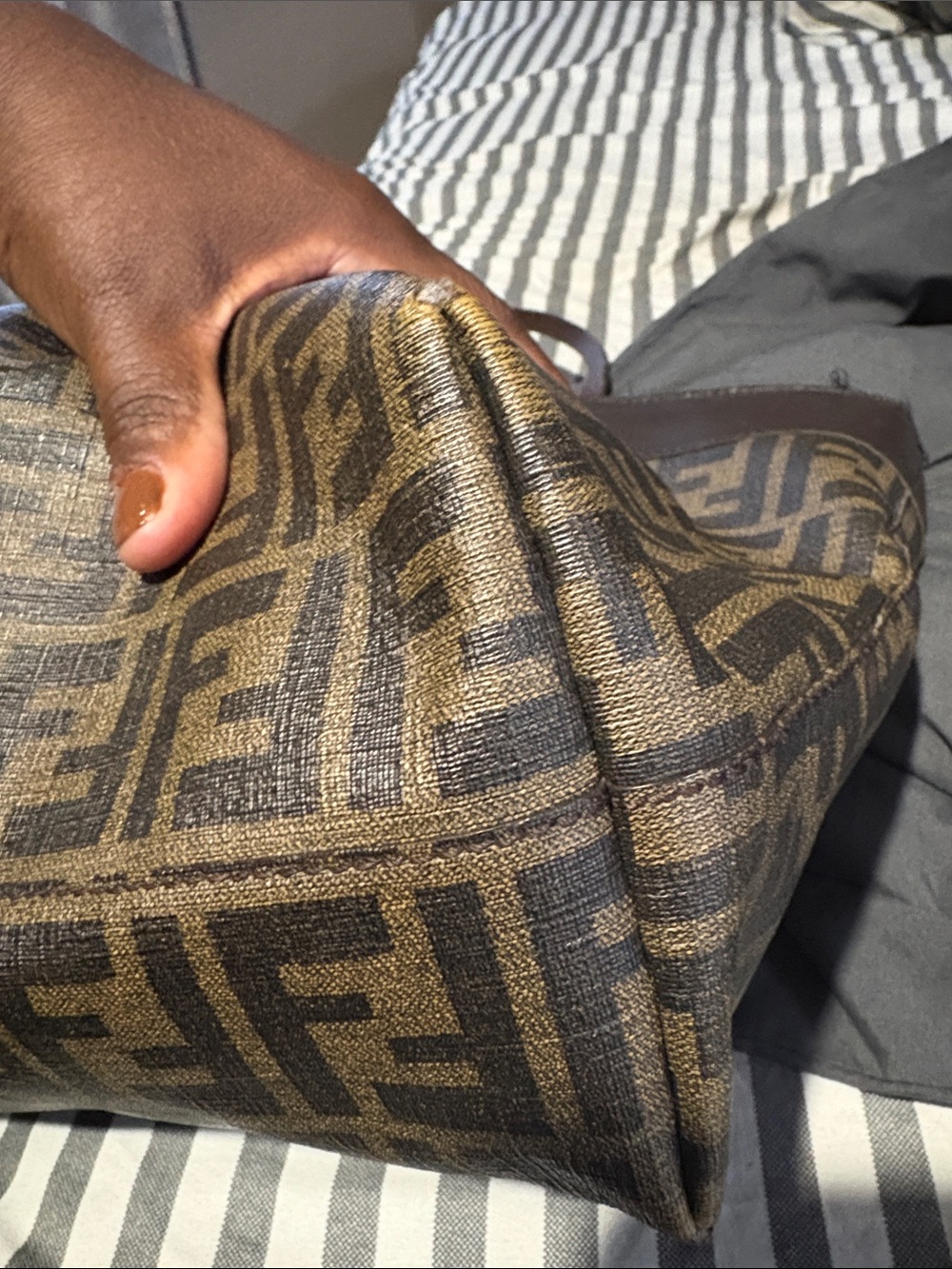 Fendi Monogram Canvas Tote in Brown and Black - Picture 9 of 9